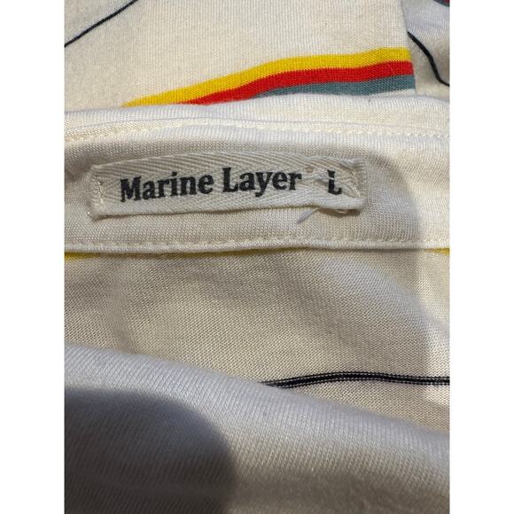 Marine Layer Supima Cotton Retro Stripe Henley Tee – Size L - Picture 3 of 4